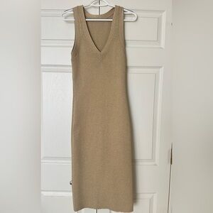 Michael Kors Tan V-Neck Midi Dress